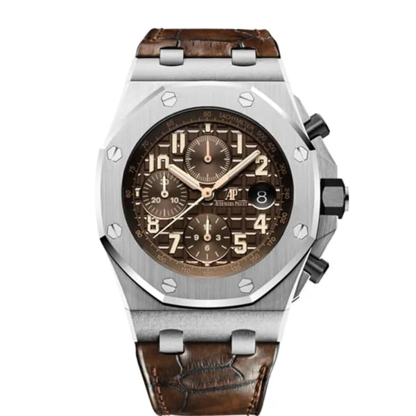 Audemars Piguet Royal Oak Offshore Selfwinding Chronograph 42mm Men's Watch - Ref: 26470ST.OO.A820CR.01 - Brown Dial, Brown Alligator Strap