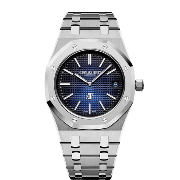 Audemars Piguet Royal Oak Jumbo Extra Thin 39mm Watch - Ref: 15202IP.OO.1240IP.01 - Smoked Blue Dial, Titanium Bracelet