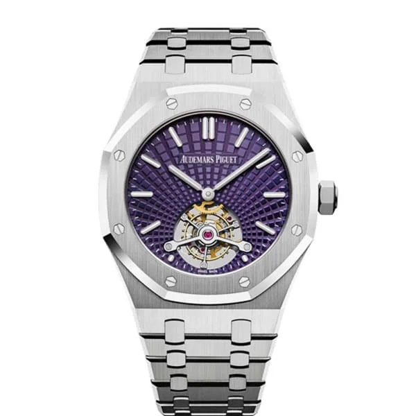 Audemars Piguet Royal Oak Tourbillon Extra-Thin 41mm Men's Watch - Ref: 26522ST.OO.1220ST.01 - Purple Dial, Stainless Steel Bracelet