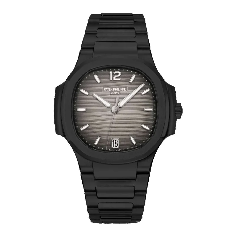 Patek Philippe Nautilus Ladies 35.2mm Women's Watch - Ref: 7118/1A-011 - Gray Opaline Dial, Black PVD Stainless Steel Bracelet