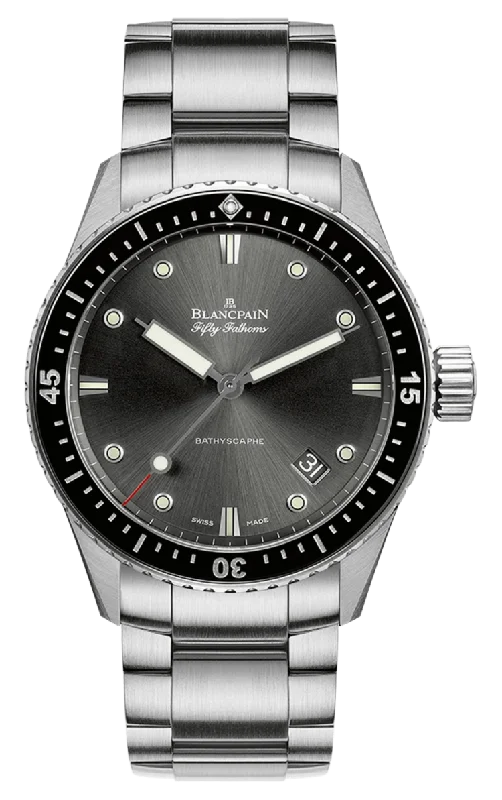 Blancpain Fifty Fathoms Bathyscaphe 43mm Satin-Brushed Steel Men's Watch - 5000 1110 71S