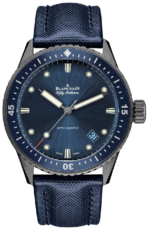 Blancpain Fifty Fathoms Bathyscaphe Ceramic Blue Sail-Canvas Men's Watch - 5000 0240 O52A