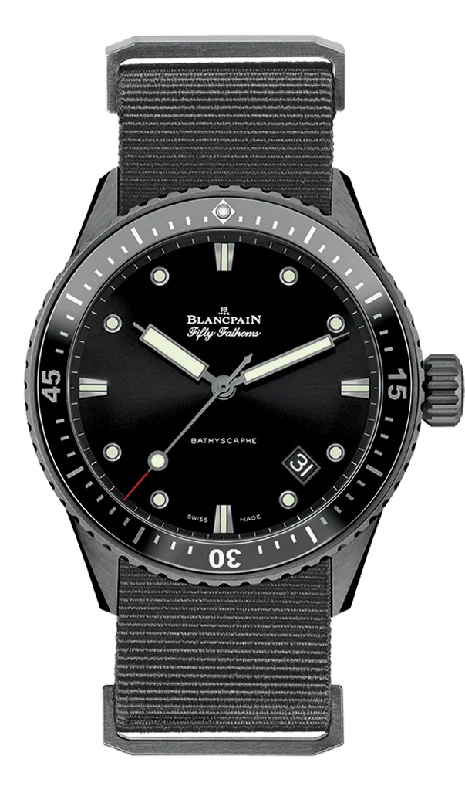 Blancpain Fifty Fathoms Bathyscaphe Ceramic Grey NATO Men's Watch - 5000 0130 NABA