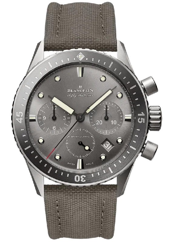 Blancpain Fifty Fathoms Bathyscaphe Chronographe Flyback Titanium Grey Canvas Men's Watch - 5200 1210 G52A