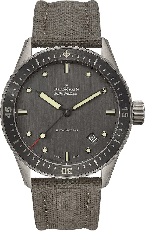 Blancpain Fifty Fathoms Bathyscaphe Titanium Grey Sail-Canvas Men's Watch - 5000 1210 G52A