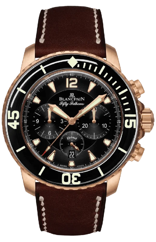 Blancpain Fifty Fathoms Chronographe Flyback Red Gold Leather Men's Watch - 5085FA 3630 63B