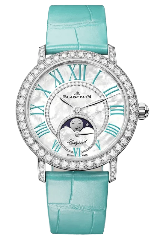 Blancpain Ladybird Colors Phases de Lune White Gold Turquoise Alligator Ladies Watch - 3662A 1954 55B