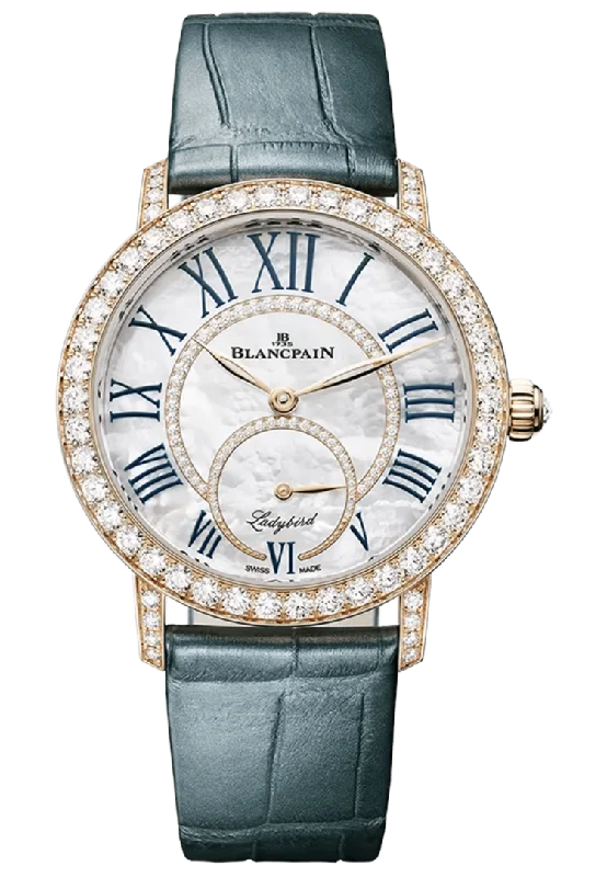 Blancpain Ladybird Colors Red Gold Diamond Teal Alligator Ladies Watch - 3661 2954 55B