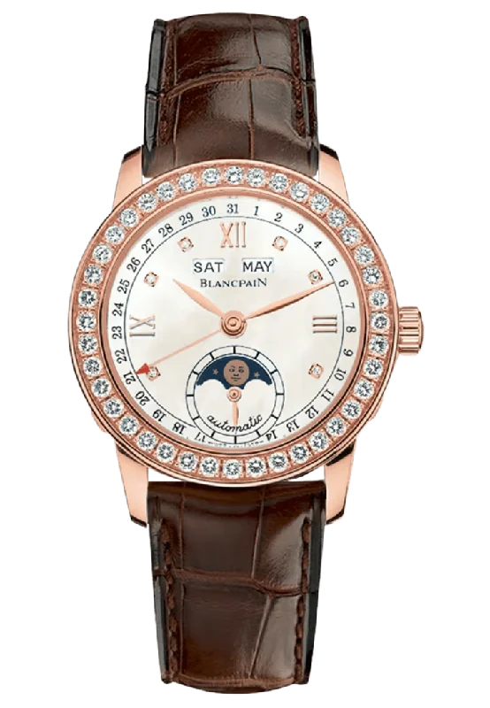 Blancpain Ladybird Quantieme Complet Diamond Red Gold Alligator Ladies Watch - 2360 2991A 55B