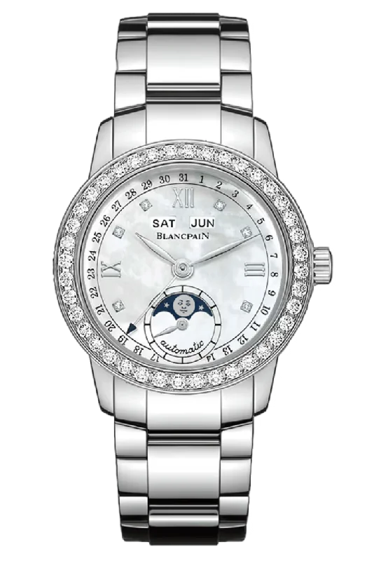 Blancpain Ladybird Quantieme Complet Mother of Pearl Diamond Steel Ladies Watch - 2360 4691A 71A