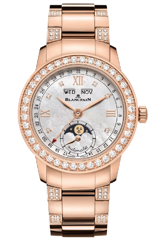 Blancpain Ladybird Quantieme Complet Red Gold Diamond Ladies Watch - 2360 2991A 89A