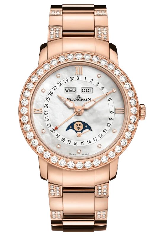 Blancpain Ladybird Quantieme Complet Red Gold Diamond Ladies Watch - 3663 2954 89B