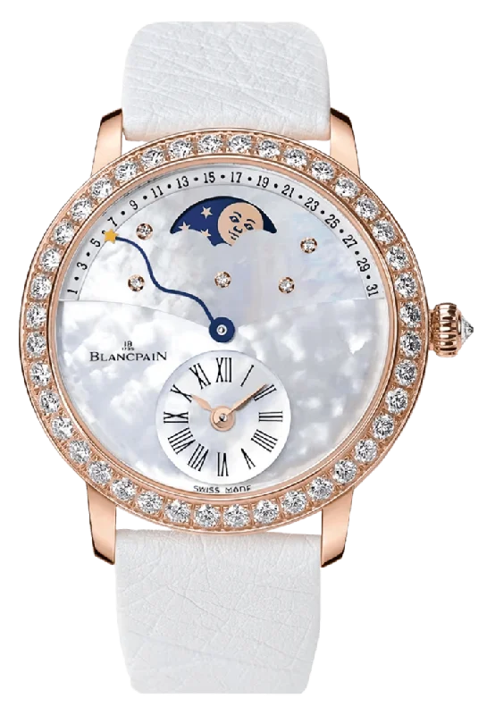 Blancpain Ladybird Quantieme Retrograde Diamond Red Gold Ostrich Ladies Watch - 3653 2954 58B