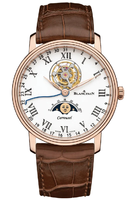 Blancpain Villeret Carrousel Phases de Lune Red Gold Alligator Men's Watch - 6622L 3631 55B