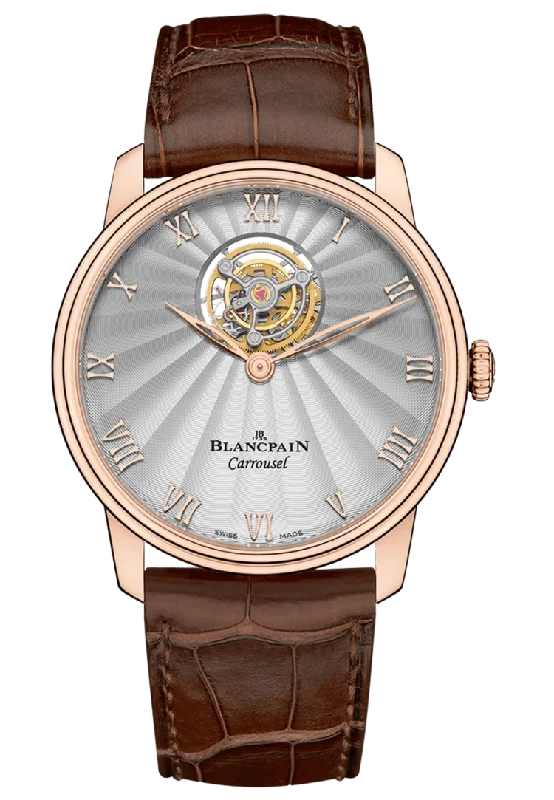 Blancpain Villeret Carrousel Volant Une Minute Red Gold Alligator Men's Watch - 66228 3642 55B