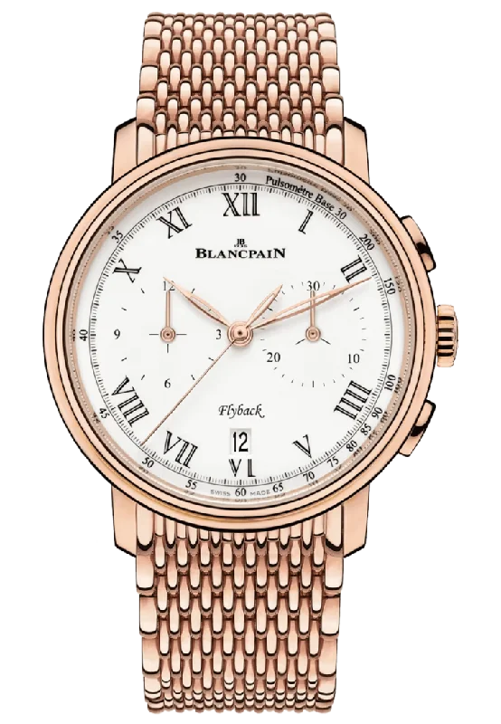 Blancpain Villeret Chronographe Flyback Pulsometre Red Gold Men's Watch - 6680F 3631 MMB