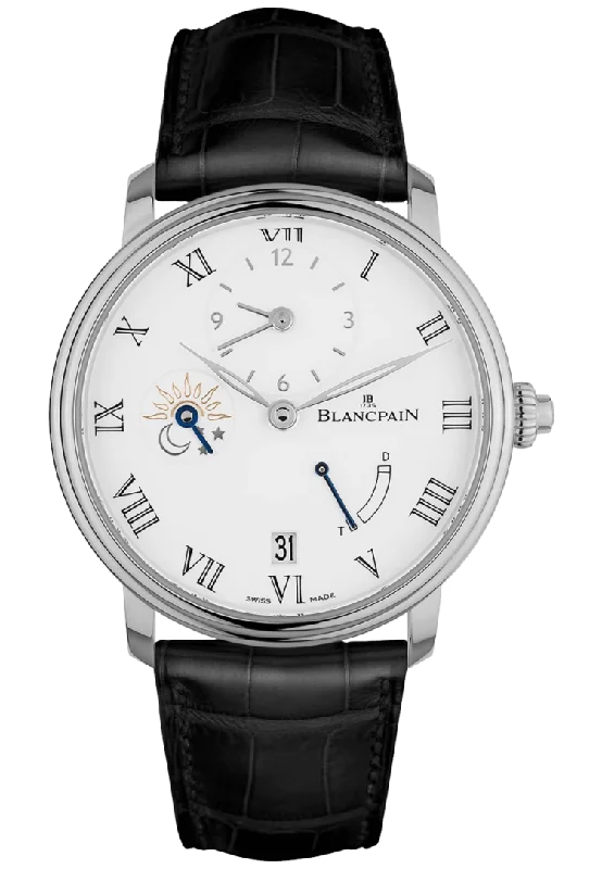 Blancpain Villeret Demi-Fuseau Horaire 8 Jours White Gold Alligator Men's Watch - 6661 1531 55B