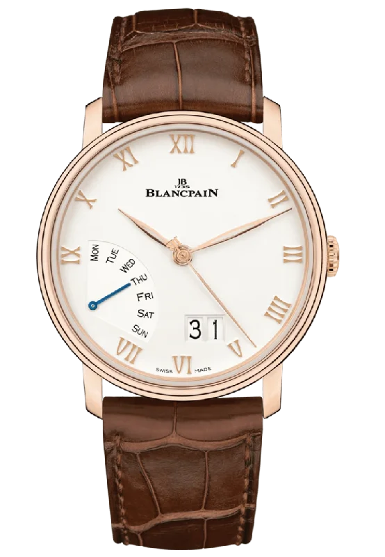 Blancpain Villeret Grande Date Jour Retrograde Red Gold Alligator Men's Watch - 6668 3642 55A