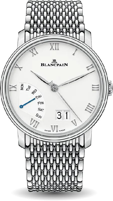 Blancpain Villeret Grande Date Jour Retrograde Steel Men's Watch - 6668 1127 MMB