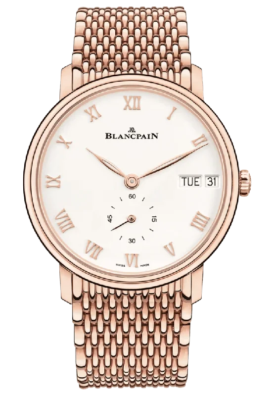 Blancpain Villeret Jour Date Mille Mailles Red Gold Men's Watch - 6652 3642 MMB