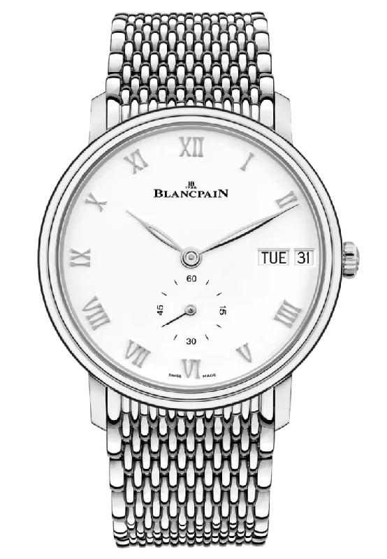 Blancpain Villeret Jour Date Mille Mailles Steel Men's Watch - 6652 1127 MMB