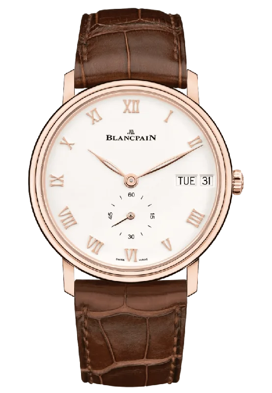 Blancpain Villeret Jour Date Red Gold & Brown Alligator Men's Watch - 6652 3642 55A