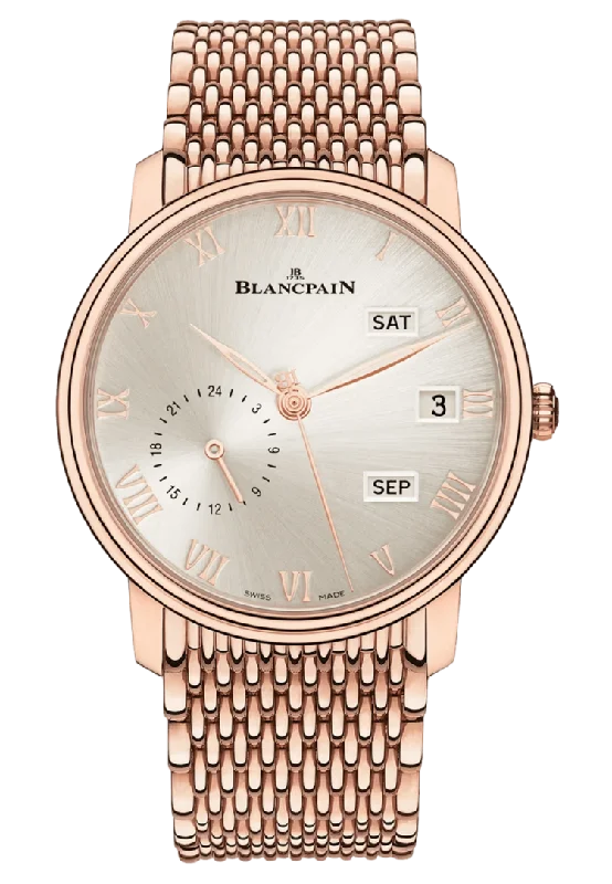 Blancpain Villeret Quantieme Annuel GMT Mille Mailles Red Gold Men's Watch - 6670A 3642 MMB