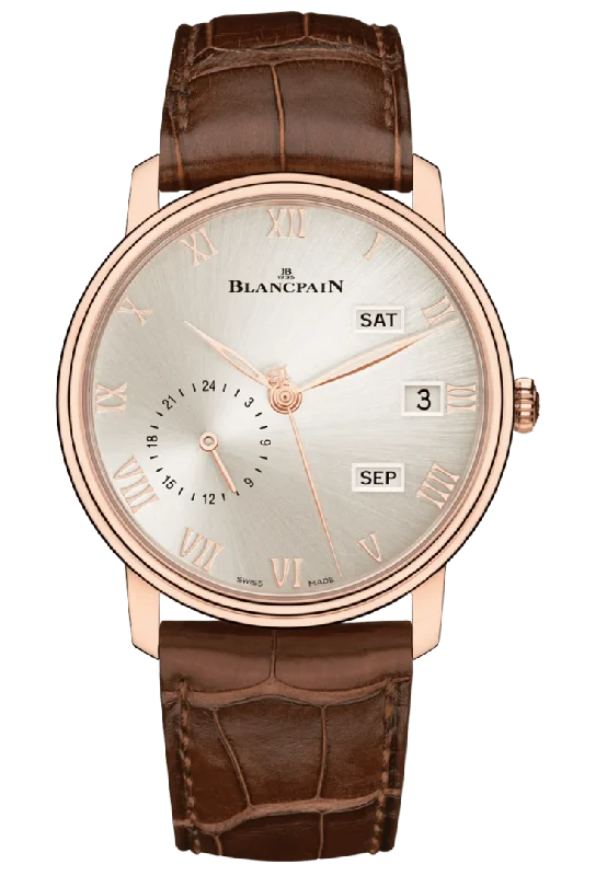 Blancpain Villeret Quantieme Annuel GMT Red Gold Alligator Men's Watch - 6670A 3642 55B