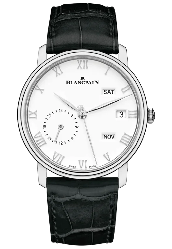 Blancpain Villeret Quantieme Annuel GMT Steel Black Alligator Men's Watch - 6670 1127 55B