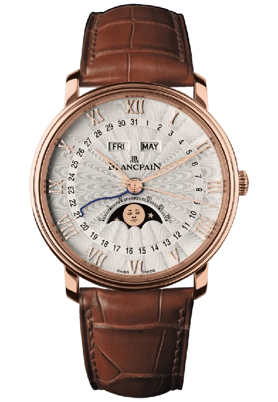 Blancpain Villeret Quantieme Complet Demi-Savonnette Red Gold Alligator Men's Watch - 6664 3642 55B