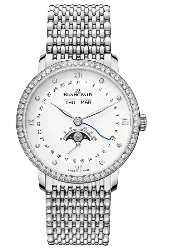 Blancpain Villeret Quantieme Complet Diamond Mille Mailles Steel Men's Watch - 6264 4628 MMB