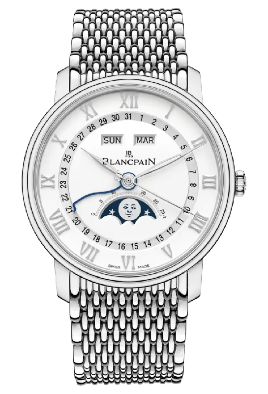 Blancpain Villeret Quantieme Complet Mille Mailles Steel Men's Watch - 6654A 1127 MMB