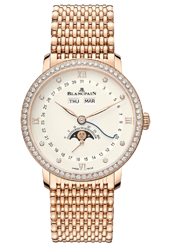 Blancpain Villeret Quantieme Complet Opalin Diamond Red Gold Men's Watch - 6264 2987 MMB