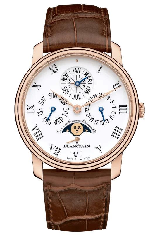 Blancpain Villeret Quantieme Perpetuel 8 Jours Red Gold Alligator Men's Watch - 6659 3631 55B