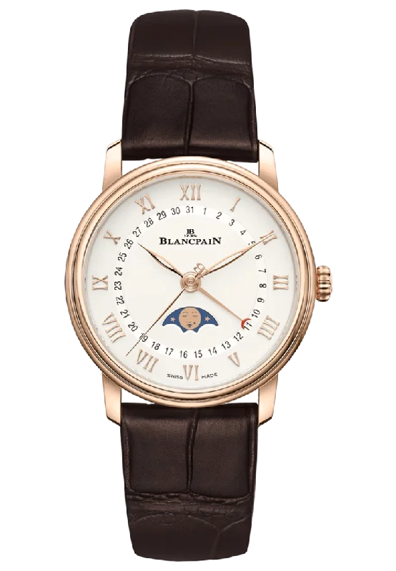 Blancpain Villeret Quantieme Phases de Lune Brown Alligator Ladies Watch - 6126 3642 55B