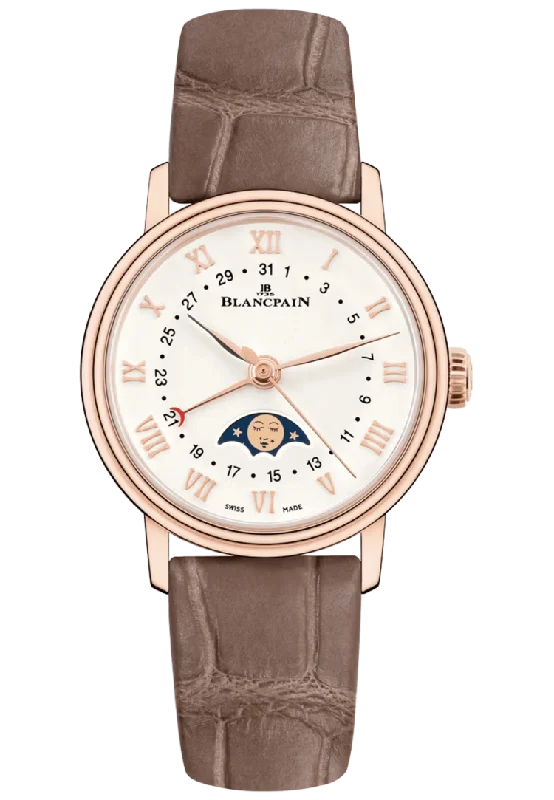 Blancpain Villeret Quantieme Phases de Lune Red Gold Alligator Ladies Watch - 6106 3642 55A