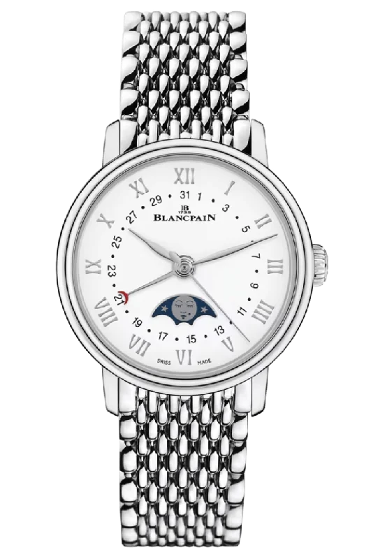 Blancpain Villeret Quantieme Phases de Lune Steel Mille Mailles Ladies Watch - 6106 1127 MMB