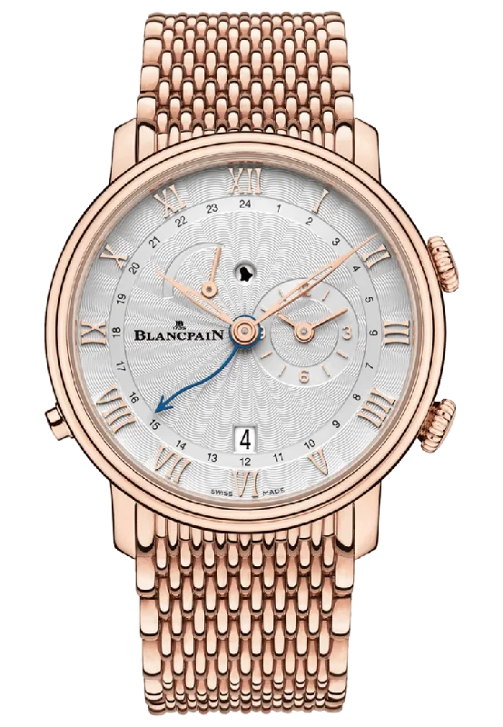 Blancpain Villeret Reveil GMT Red Gold Mille Mailles Men's Watch - 6640 3642 MMB