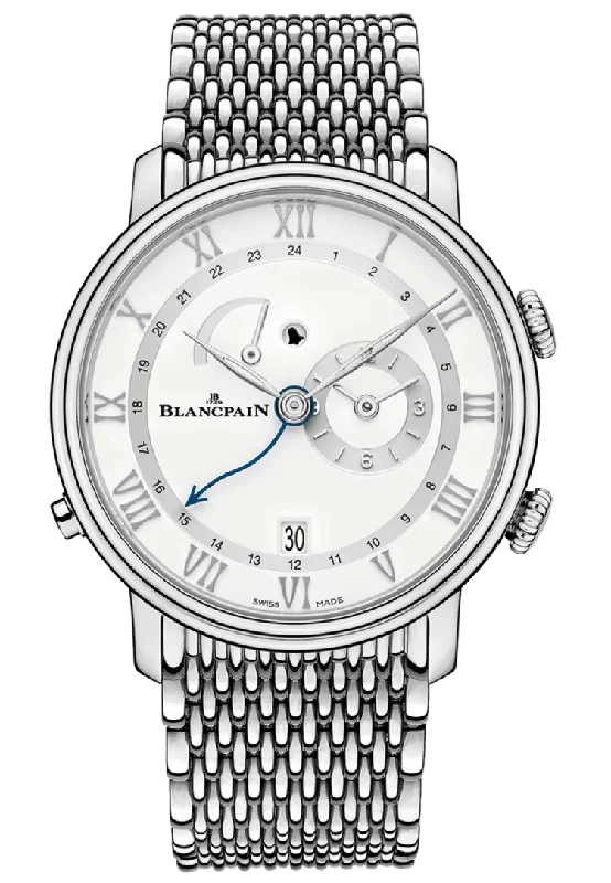 Blancpain Villeret Reveil GMT Steel Mille Mailles Men's Watch - 6640 1127 MMB