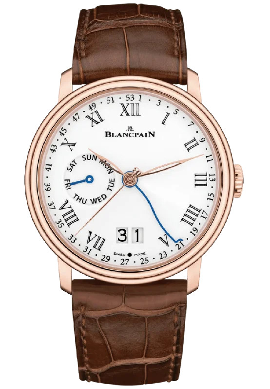 Blancpain Villeret Semainier Grande Date 8 Jours Red Gold Alligator Men's Watch - 6637 3631 55A