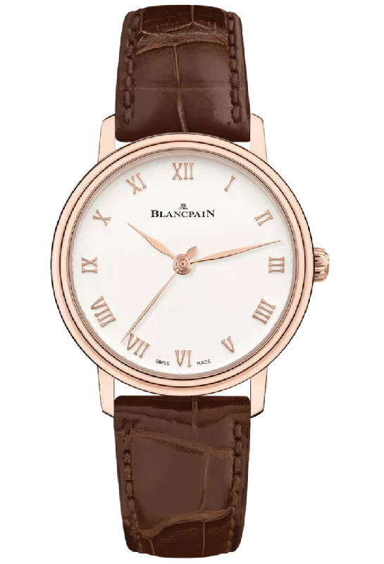 Blancpain Villeret Ultraplate 29mm Red Gold Brown Alligator Ladies Watch - 6104 3642 55A