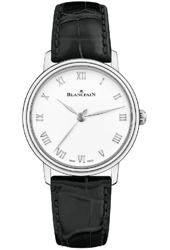 Blancpain Villeret Ultraplate 29mm Steel Black Alligator Ladies Watch - 6104 1127 55A