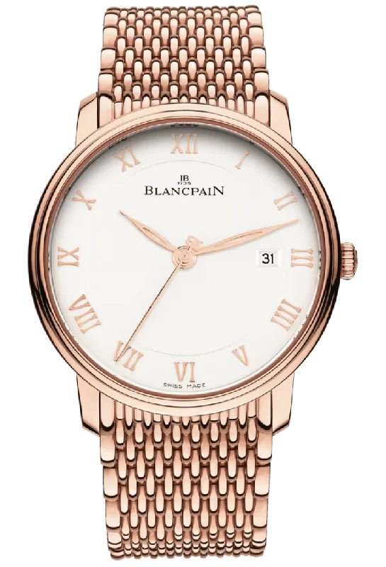 Blancpain Villeret Ultraplate Date 40mm Opaline Red Gold Men's Watch - 6651 3642 MMB