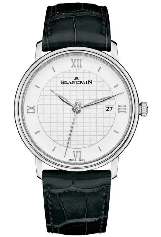 Blancpain Villeret Ultraplate Date 40mm White Graph Black Alligator Men's Watch - 6651 1143 55B