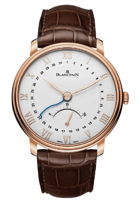 Blancpain Villeret Ultraplate Date Retrograde Red Gold Brown Alligator Men's Watch - 6653Q 3642 55B