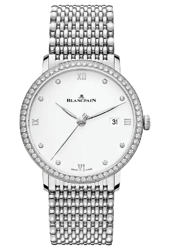 Blancpain Villeret Ultraplate Date Steel Diamond Ultra-Slim Men's Watch - 6224 4628 MMB