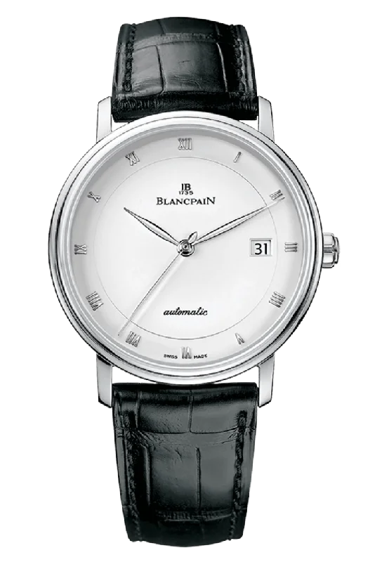 Blancpain Villeret Ultraplate Date Ultra-Slim Steel Black Alligator Men's Watch - 6223 1127 55A