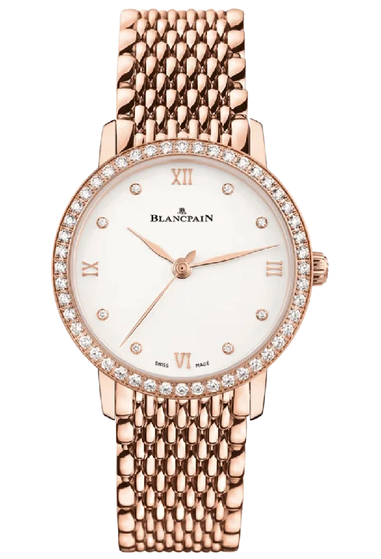 Blancpain Villeret Ultraplate Diamond Mille Mailles Red Gold Ladies Watch - 6104 2987 MMB