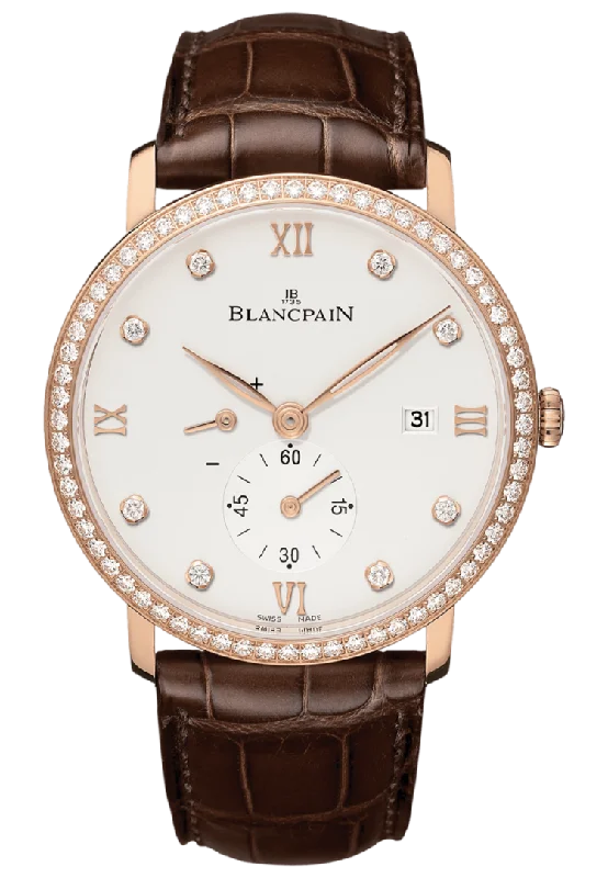 Blancpain Villeret Ultraplate Power Reserve Red Gold Diamond Alligator Men's Watch - 6606 2987 55B