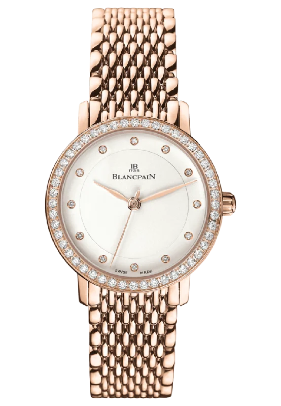 Blancpain Villeret Ultraplate Red Gold Mille Mailles Diamond Ultra-Slim Ladies Watch - 6102 2987 MMB